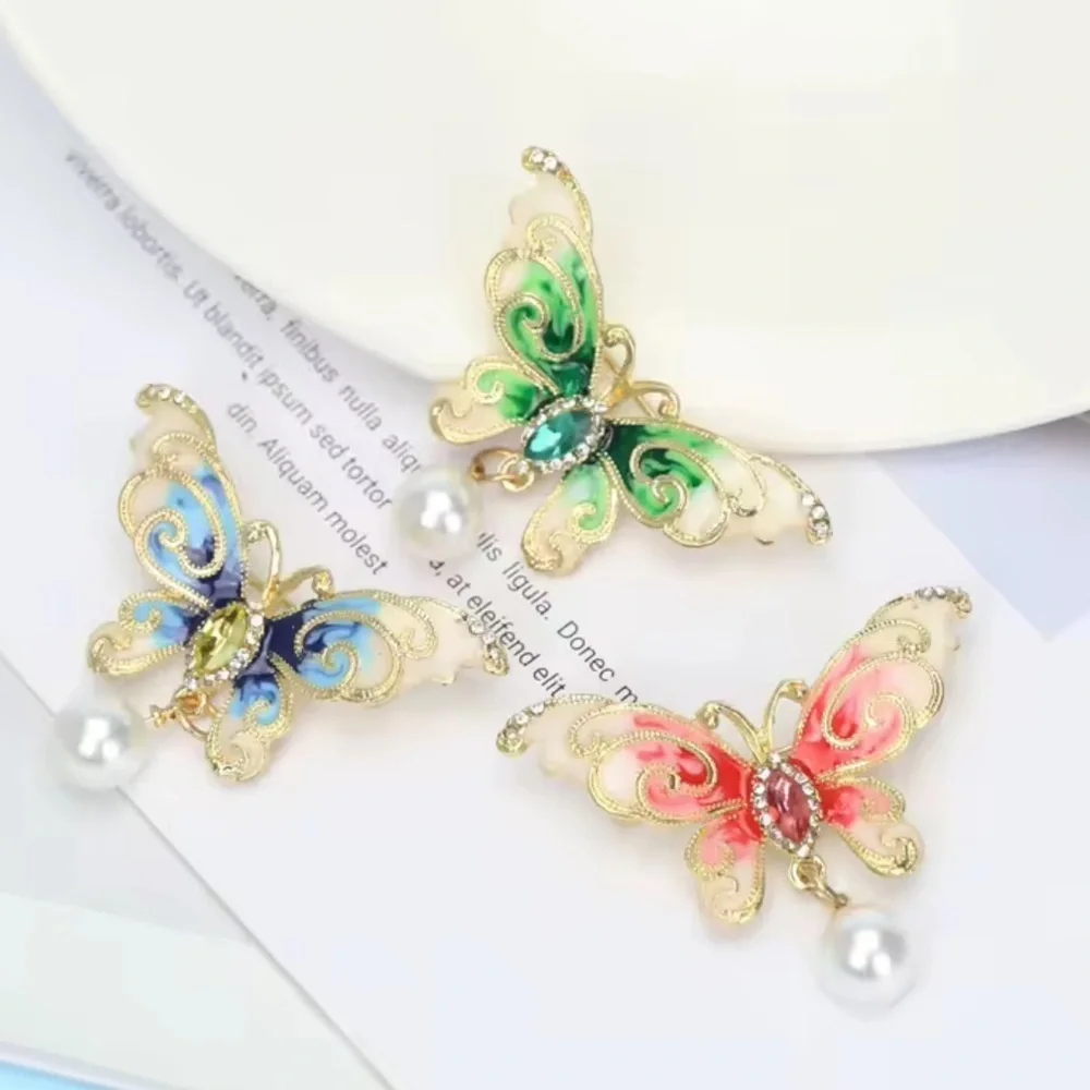 Unique vintage anthro blue and Gold Butterfly Brooch